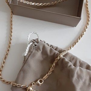 VicenzaSilver Sterling 24" Adjustable Rope Chain Necklace